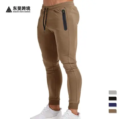 Men's 2026 Spring Sports Pants Tan Muscle Fit