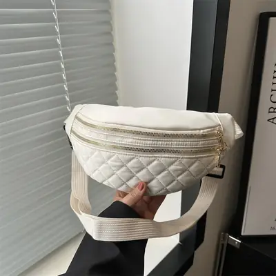 Black Quilted Chest Messenger Bag for Women
