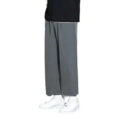 Men's Grey Wide Leg Sports Pants Loose Fit Summer