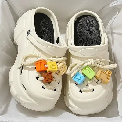 Women's Black DIY Sandals with Colorful Blocks