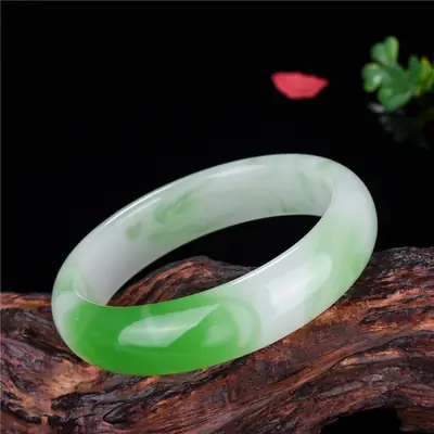 Green Jade Flat Bracelet for Women
