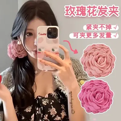 Pink French Rose Hairpin Clip for Women