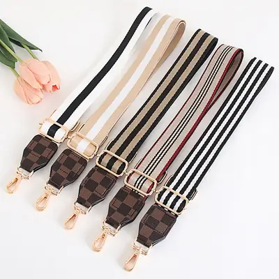 Women's Crossbody Bag with Adjustable Striped Leather Lining & Metal Clasp