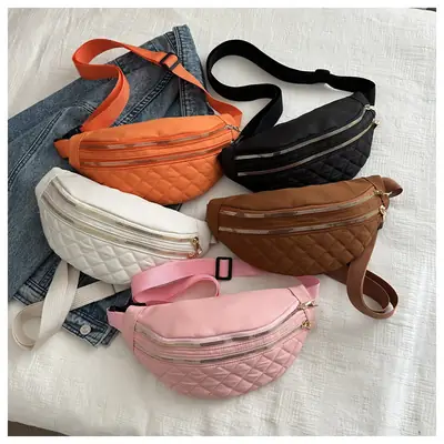 Women's Rhomboid Saddle Crossbody Bag White Nylon Spring 2024