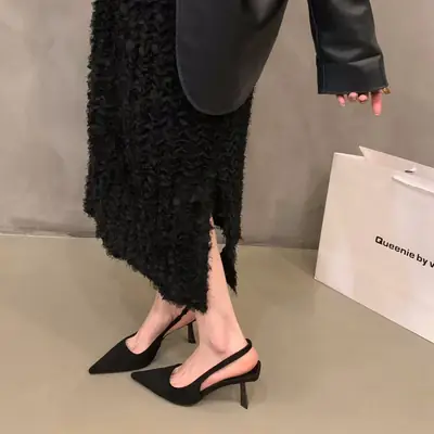Black Fairy Pointed High Heels Sandals 2024
