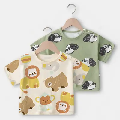 2025 Baby T-Shirt Bear Print Summer Boys Girls