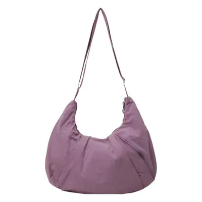 Japanese Style Pleated Messenger Bag Women Large Capacity Solid Color Cloth Bag