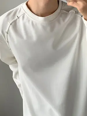 Men Women Black Long Sleeve T-Shirt with Zip Pockets