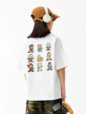 Kids White T-Shirt Short Sleeve Loose Western Style