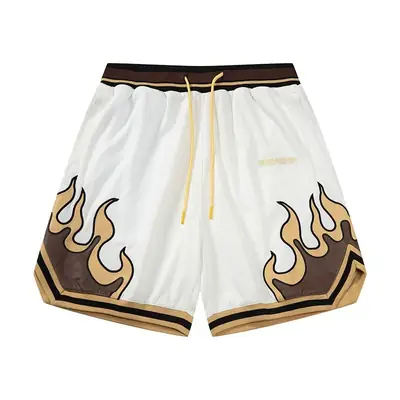 Men White Flame Basketball Shorts 2024