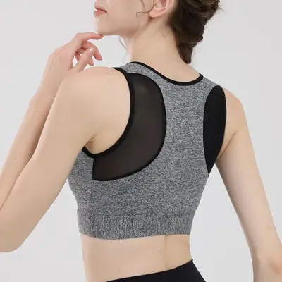 Blue Front Zipper Sports Bra for Women Yoga Fitness