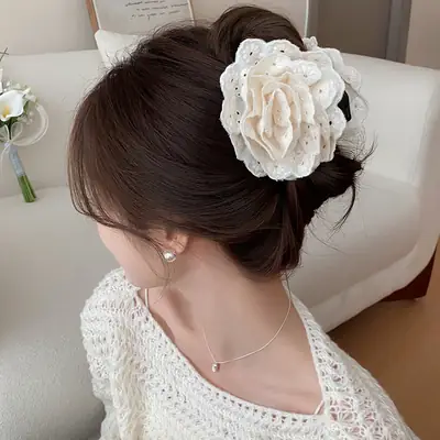 First Love Lace Flower Clip for Women 2024 Large Hair Volume