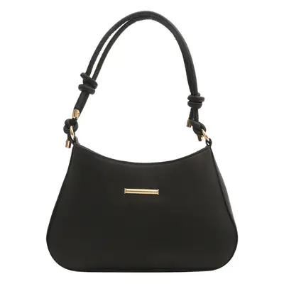 Black Textured Shoulder Bag for Women 2024 Spring