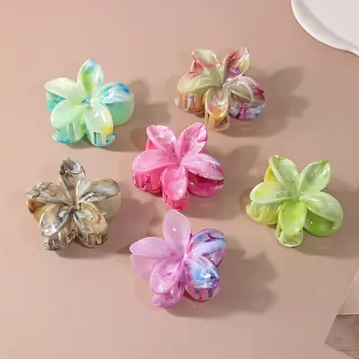 Marble Crown Flower Clip 8cm Two Color European American Petal Shark Clip