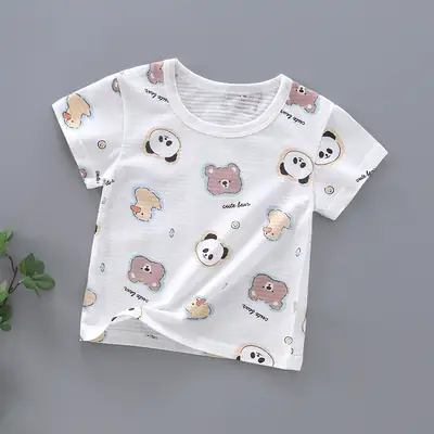 Baby Cotton T-Shirt with Dinosaur Print White