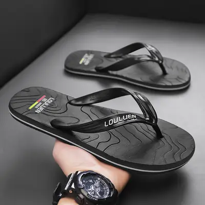 Men's Black Non-Slip Flip-Flops Summer Slippers