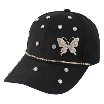 Pink Butterfly Diamond Baseball Cap for Girls