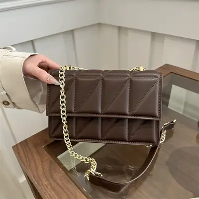 Orange Chain Crossbody Bag for Women 2024