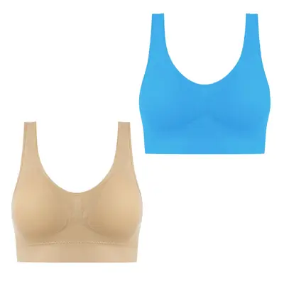 Seamless Thin Bra Two-Piece Set Black & Lavender Plus Size
