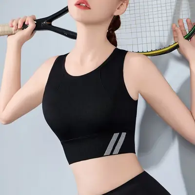 Light Blue Mesh Sports Bra Vest for Yoga Fitness Running