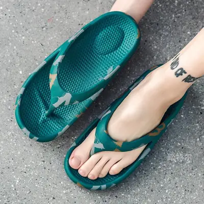 2024 Green Floral Women's Beach Platform Flip Flops