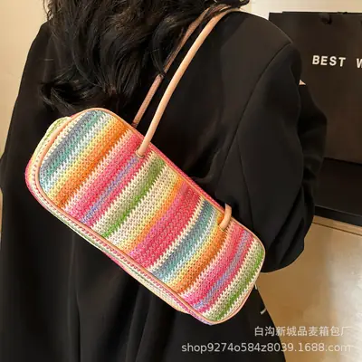 Colorful Striped Shoulder Bag for Women 2026