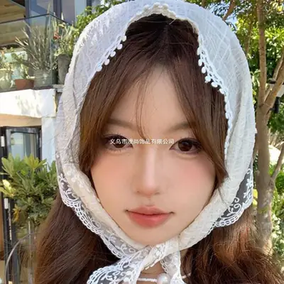 White Lace French Hairband for Women Summer Headscarf