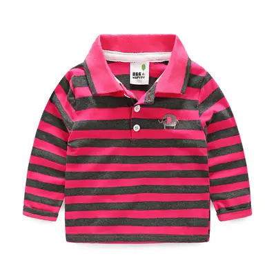 Kids Korean Style Striped Embroidered T-Shirt