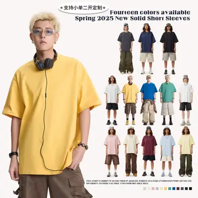 Men Green Cotton T-Shirt Short Sleeve Loose Fit