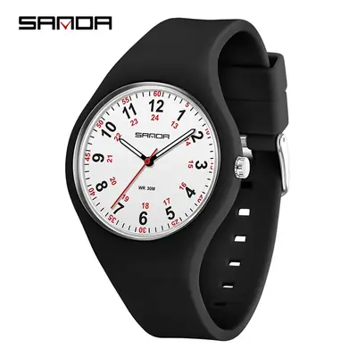 Sanda Red Quartz Watch for Boys Girls Waterproof
