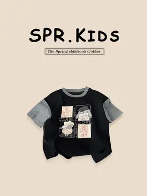 Boys 2026 Cartoon T-Shirt Grey Short Sleeve Toddler