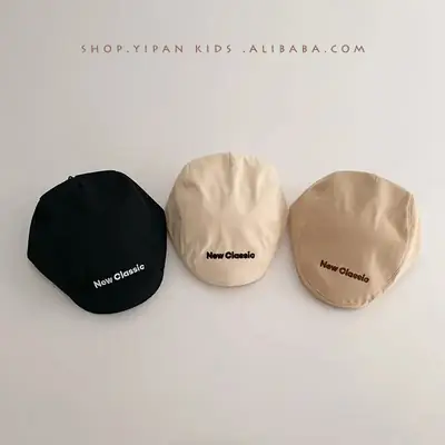 Black Korean Style Peaked Cap for Kids Girls