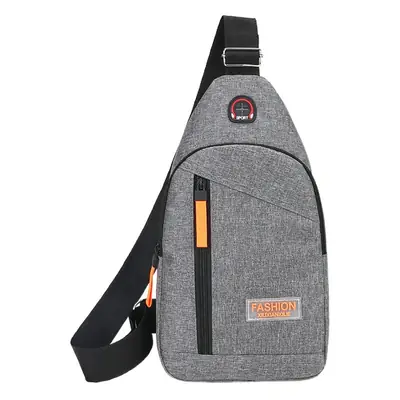 Men's Grey Oxford Cloth Chest Bag with Multi-Functional Design