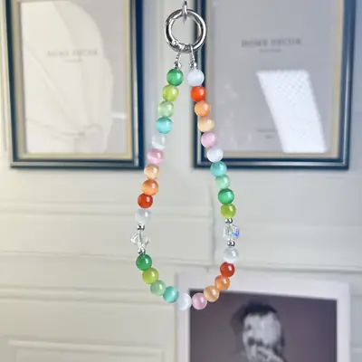 Water Cube Crystal Mobile Phone Chain in Rainbow Colors