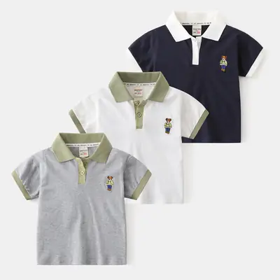 Children's Embroidered Polo T-Shirt Set of 3