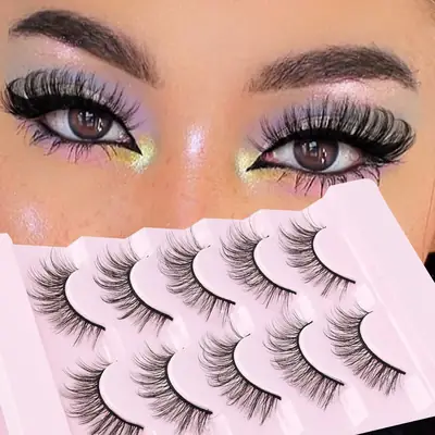 Cross-Border False Eyelashes Thick Realistic Transparent Stems