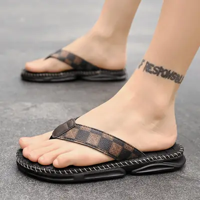 Men's Black Mesh Flip-Flops Summer 2024
