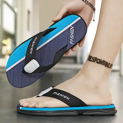 Men's Fashion Flip Flops Black Gray Large 2024