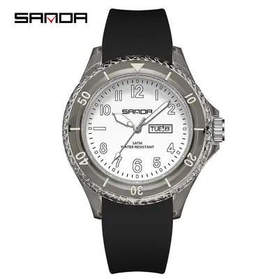 Sanda Crystal Watch for Men Women Pink Quartz Waterproof