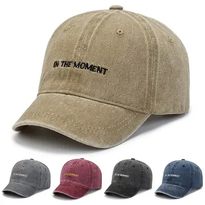 Women's Washed Baseball Cap Brown Short Bristle