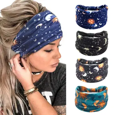 Star Moon Printed Hair Band for Women