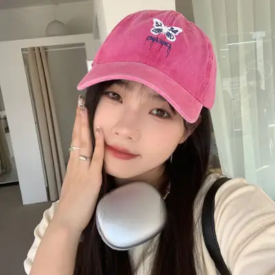 Women's Pink Sweet Bow Washed Baseball Cap