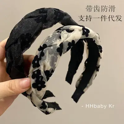 Korean Style Hair Hoop Women Black White Patterned