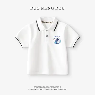Boys Printed Polo Shirt Black 2025 Summer