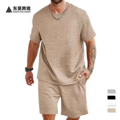 Men Black Cross-Border Ice Silk Shorts Set
