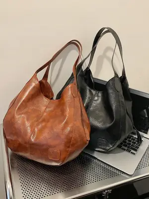 Women's 2024 Retro Leather Tote Bag Large Capacity