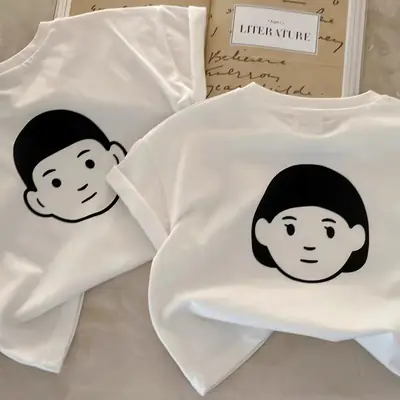 Children 2Pc White Graphic T-Shirt Pure Cotton Summer