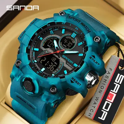 Men's Blue Digital Sports Watch with Water Resistant Design