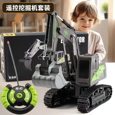 Cross-border live broadcast of 6-way alloy excavator remote control electric remote control engineering car boy excavator children's toy car