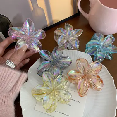 Holographic Egg Flower Hair Clips for Women